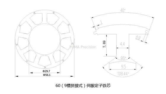 La laminazione elettrica dello statore che impila il processo 9 scanala il servo senza spazzola 4.4mm Palo di CA
